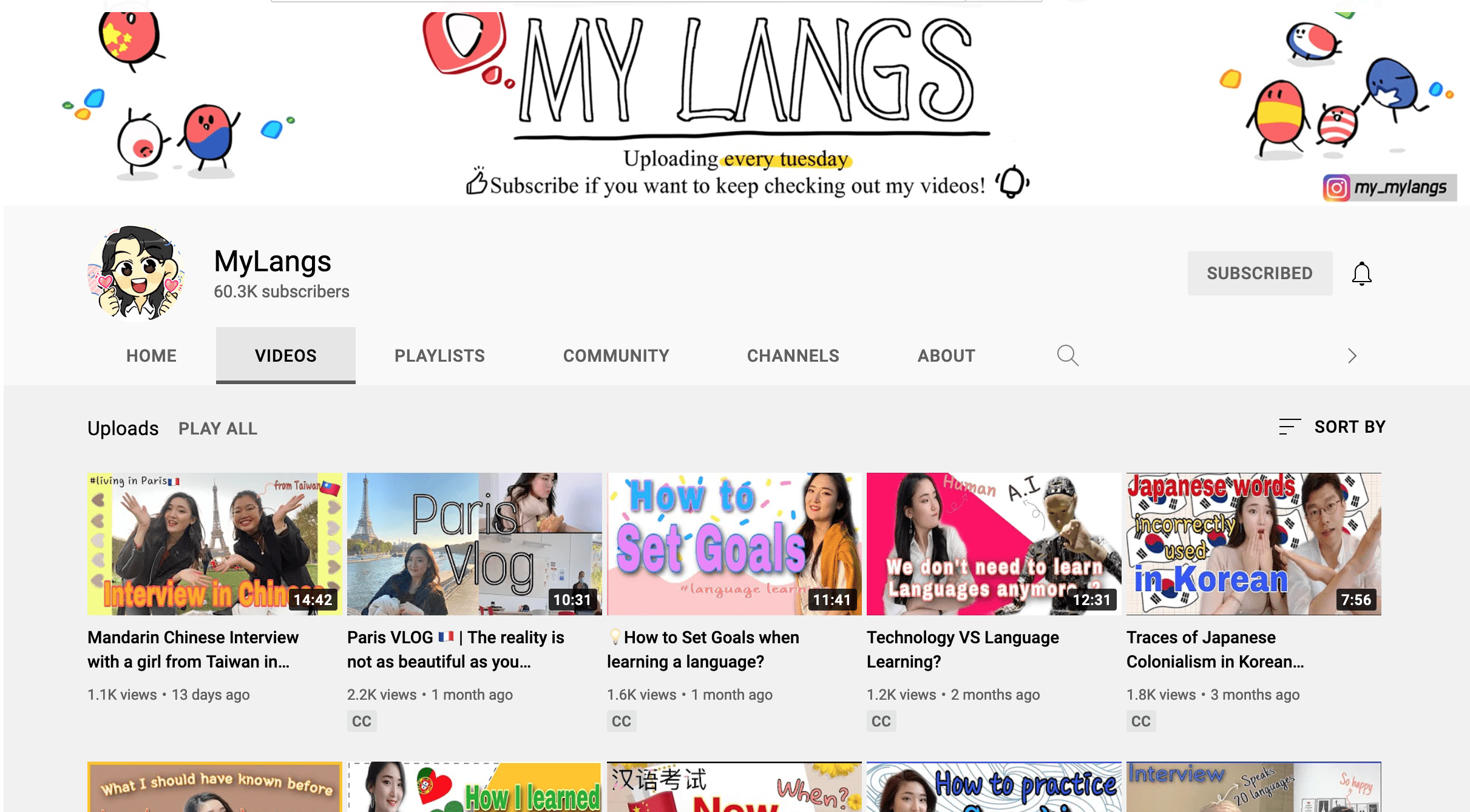 language youtube channels - my langs