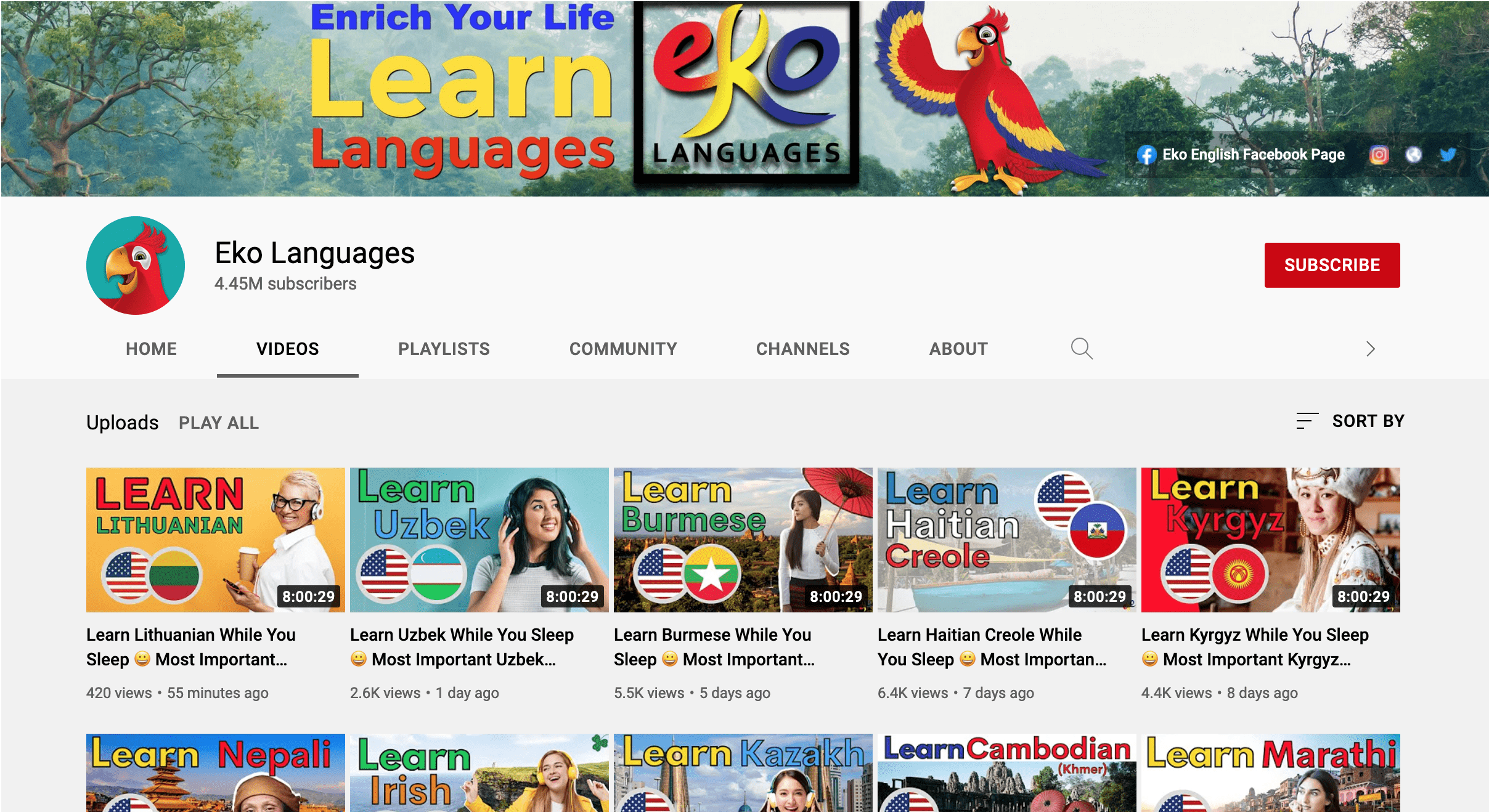 language youtube channels - eko language