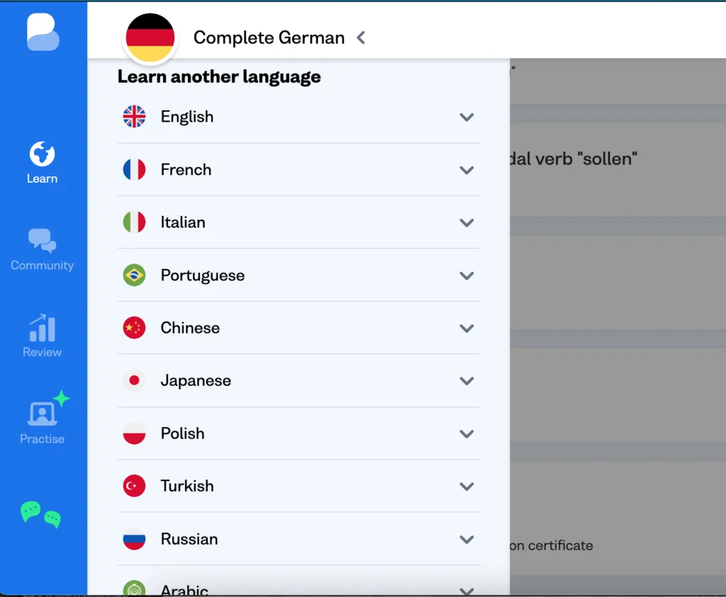 Busuu Language Resource - Languages offered