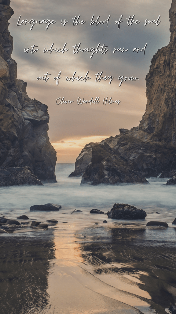 Language is the blood of the soul into which thoughts run and out of which they grow - Oliver Wendell Holmes --- language learning quotes phone wallpaper