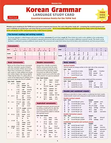Korean Grammar Study Card: Essential Grammar Points for the TOPIK Test (w/Online Audio)